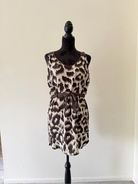 charlie jade Brown, Cream & Green Leopard-Print Tie-Waist Mini Dress